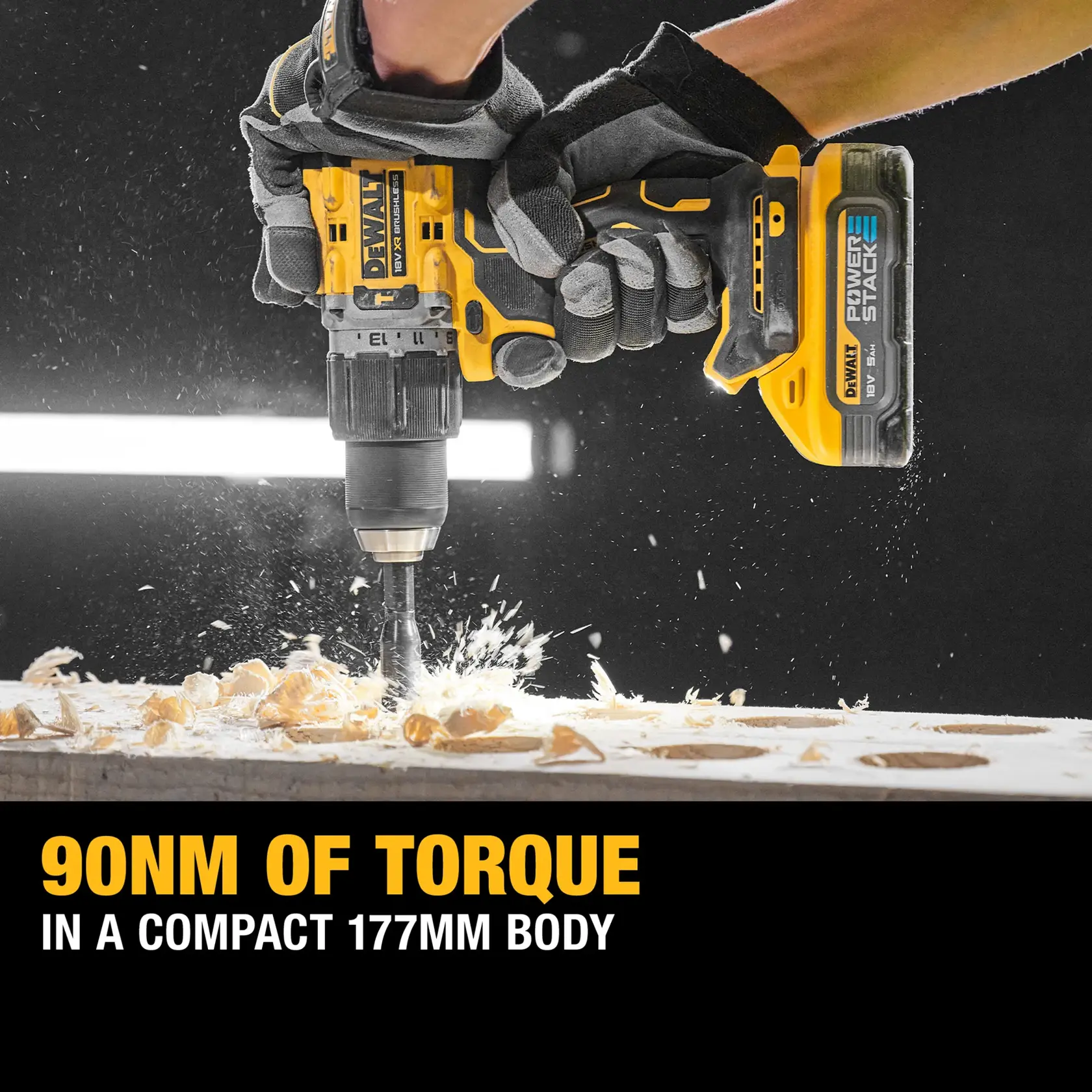 DEWALT® 18V XR® Brushless Hammer Drill Driver - 2 X 5Ah POWERSTACK Battery