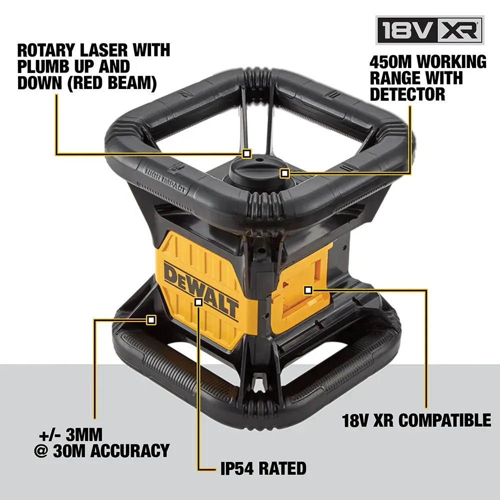 DEWALT® 18V XR® Rotary Red Beam Laser - 1 x 2Ah