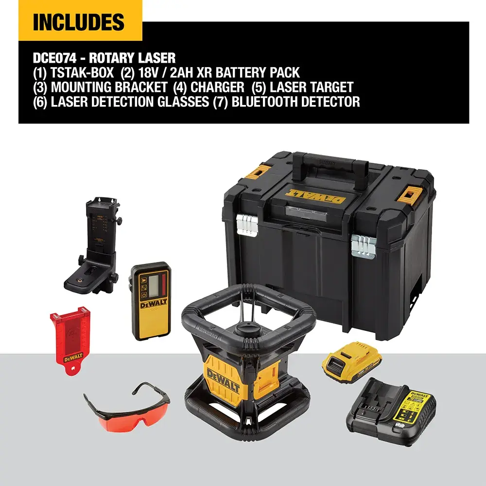 DEWALT® 18V XR® Rotary Red Beam Laser - 1 x 2Ah