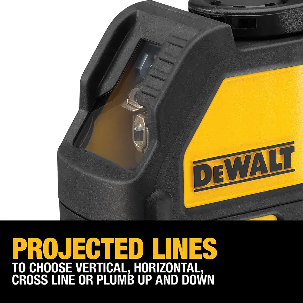 Cross line and plumb spots laser being used by a person.