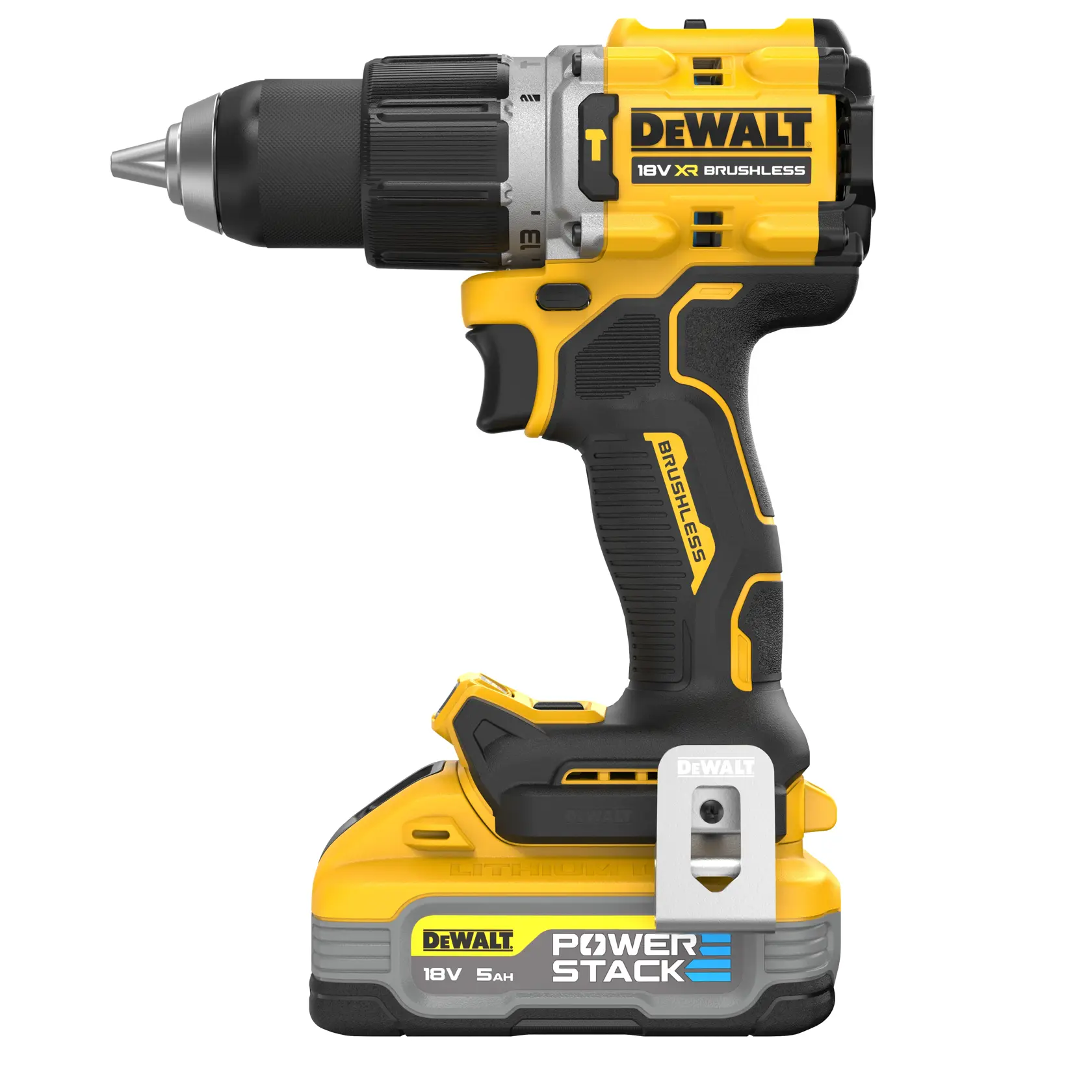 DEWALT® 18V XR® Brushless Hammer Drill Driver - 2 X 5Ah POWERSTACK Battery