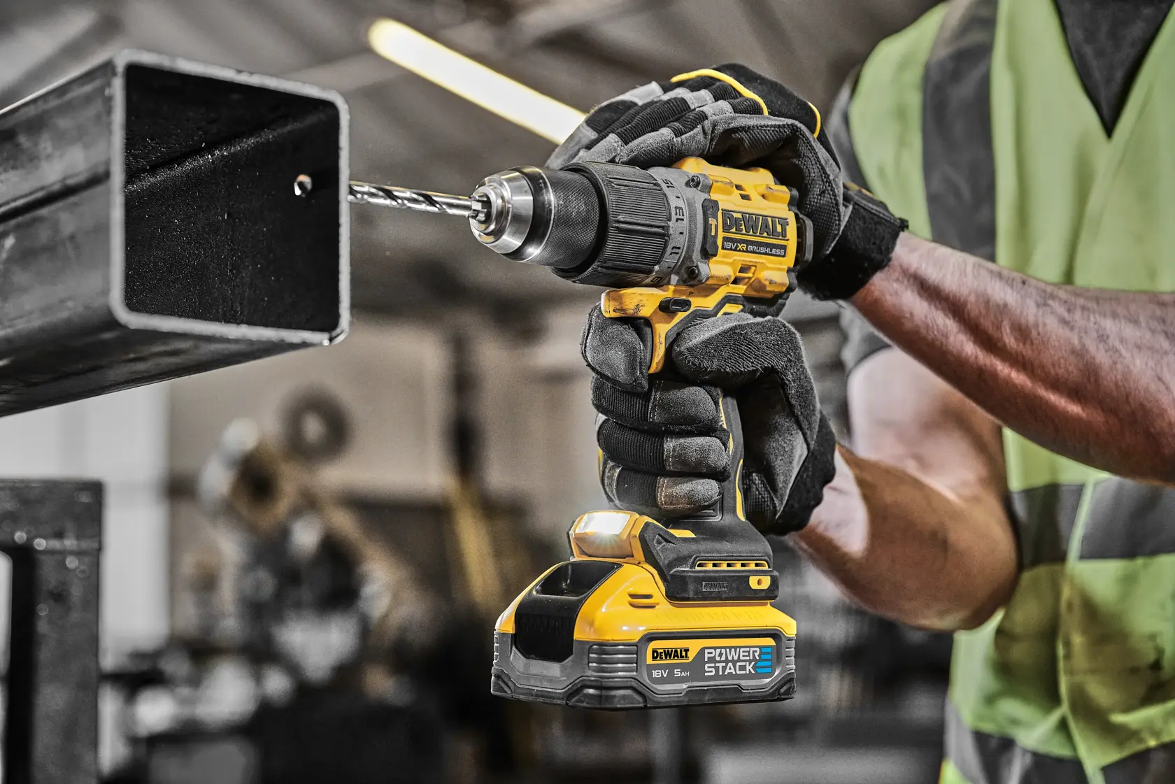 DEWALT® 18V XR® Brushless Hammer Drill Driver - 2 X 5Ah POWERSTACK Battery