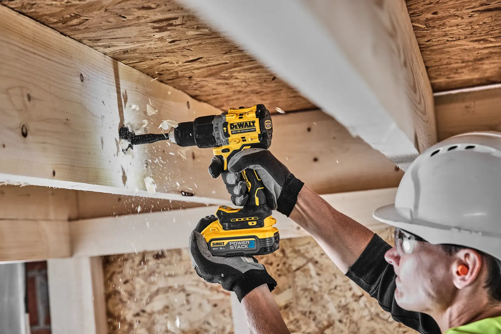 DEWALT® 18V XR® Brushless Hammer Drill Driver - 2 X 5Ah POWERSTACK Battery
