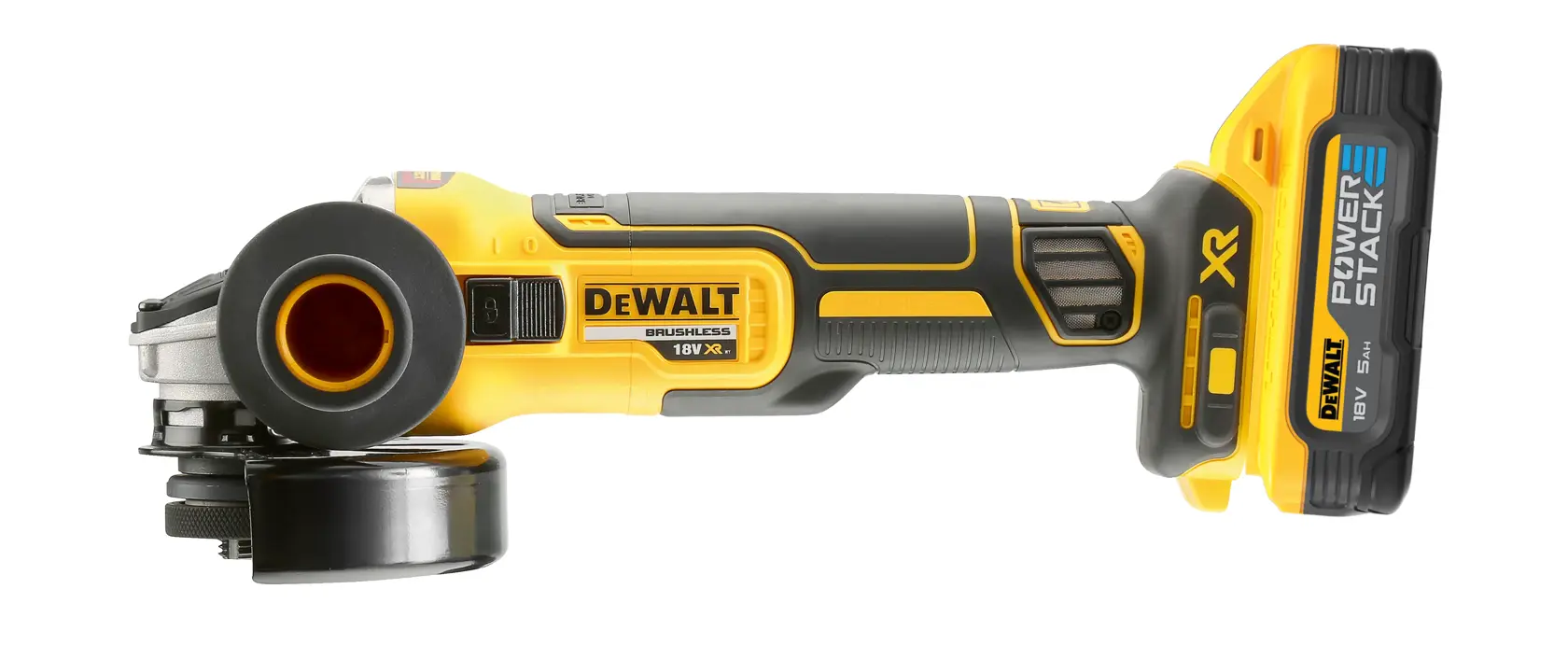 DEWALT® 18V XR® Brushless 125mm Angle Grinder - 2 x POWERSTACK 5Ah