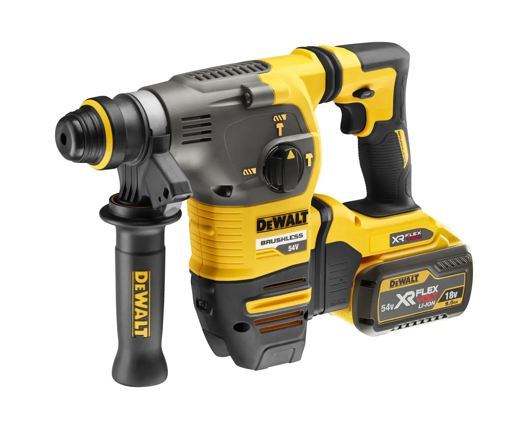 54V XR FLEXVOLT 30mm SDS-Plus Hammer Drill with 9.0Ah battery