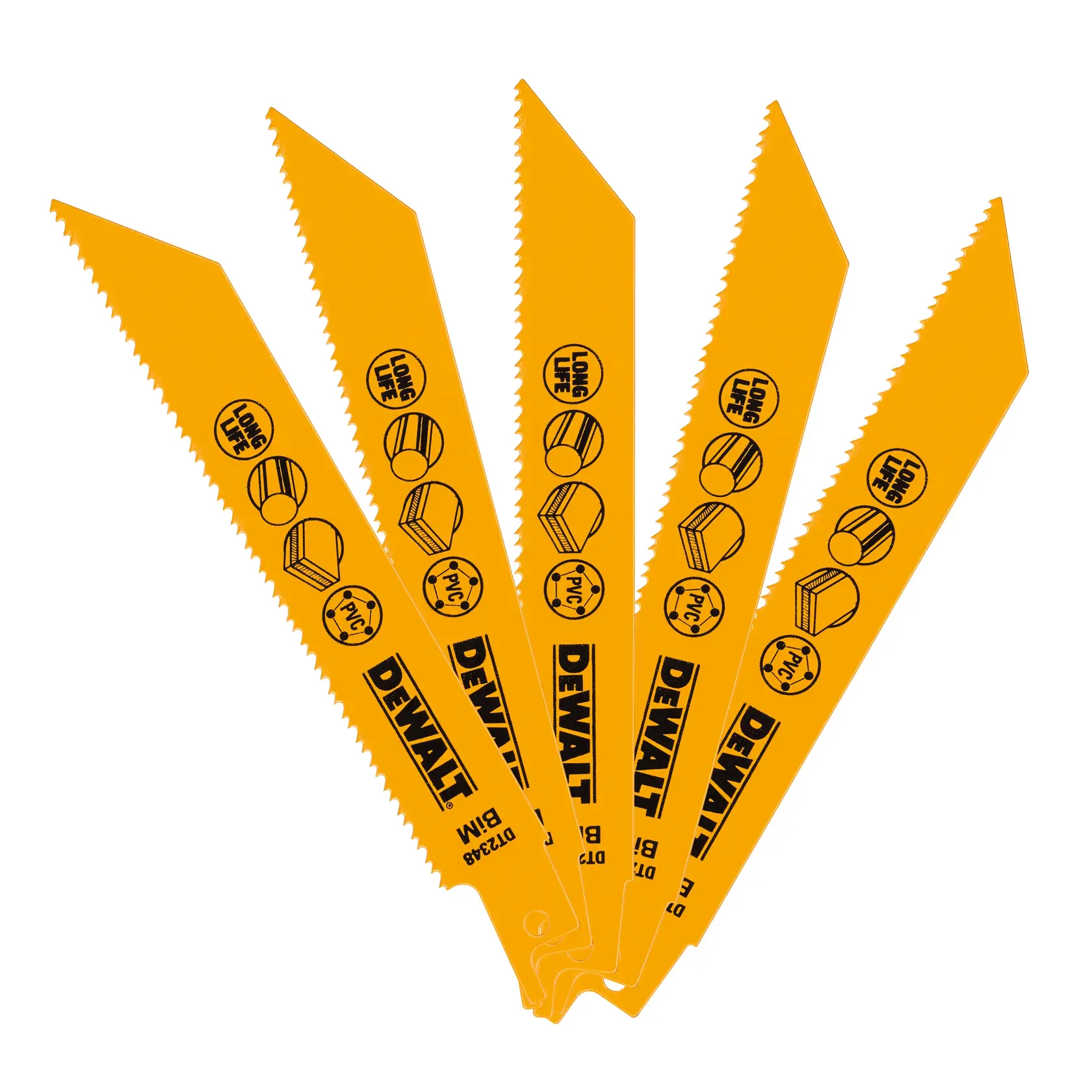 DEWALT® 152mm 10-14 TPI (Wood) Bi-Metal Reciprocating Blade (5 Pk)