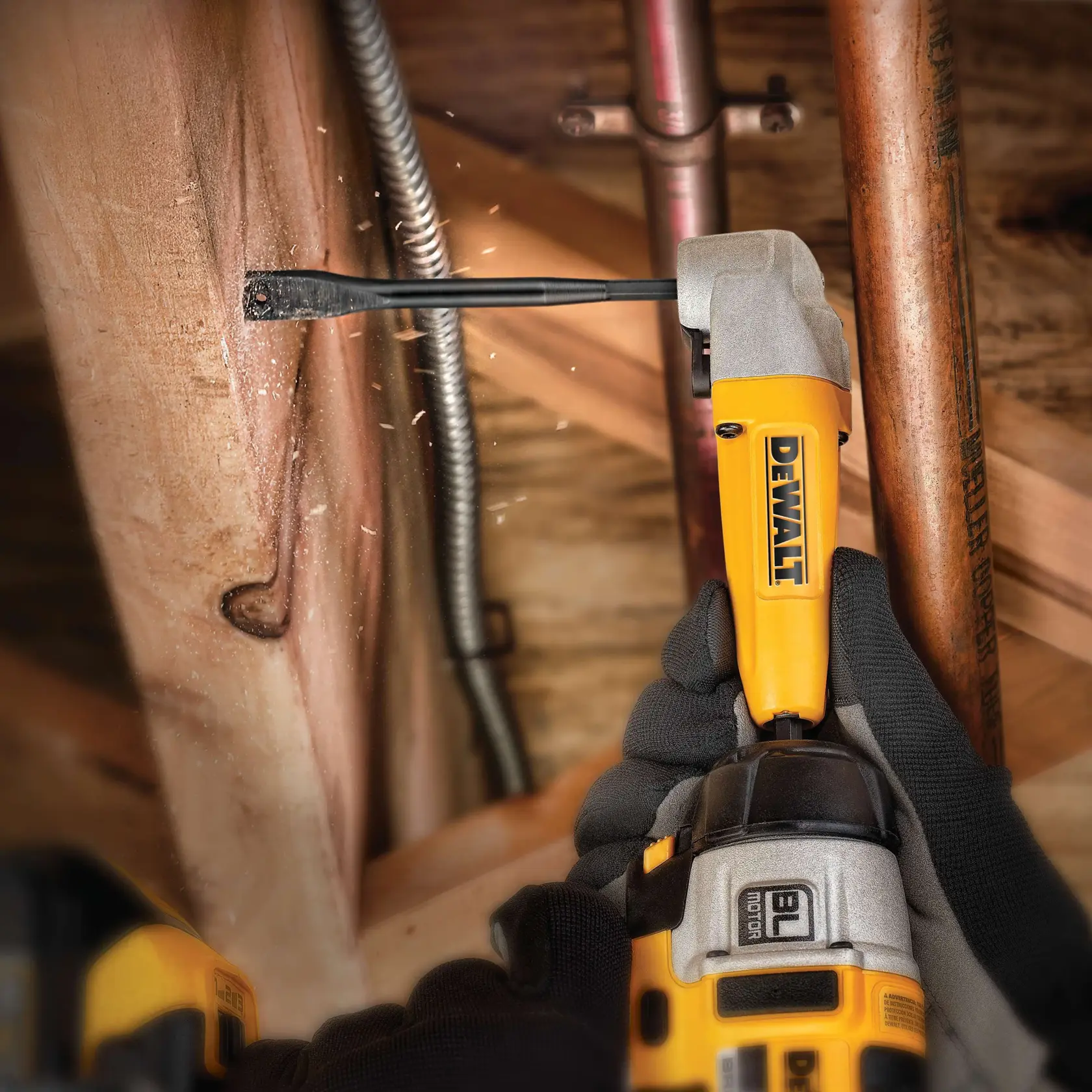 Graphic showing DEWALT XTREME Sub-Compact Series branding with the slogan 'Compact and Performance Packed' on a yellow background.