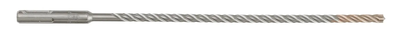 A long, silver DEWALT masonry drill bit with SDS-plus shank, shown on a white background.