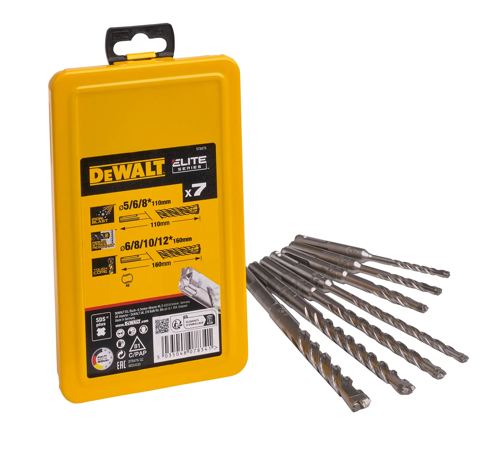 DEWALT® ELITE SERIES™ SDS Plus Full Head Carbide 4-Cutter Drill Bit Set (7 pcs.)