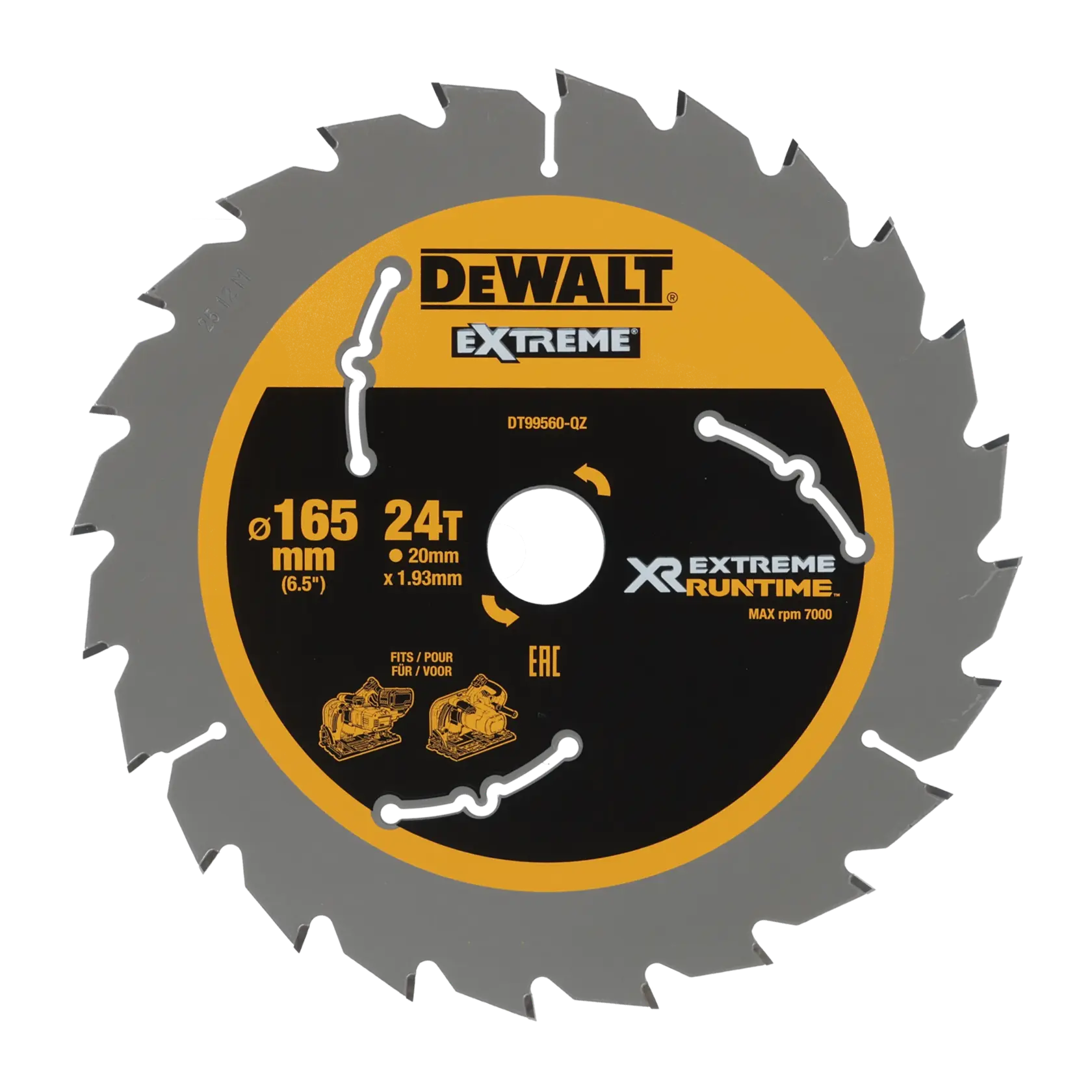 Graphic showing DEWALT XTREME Sub-Compact Series branding with the slogan 'Compact and Performance Packed' on a yellow background.