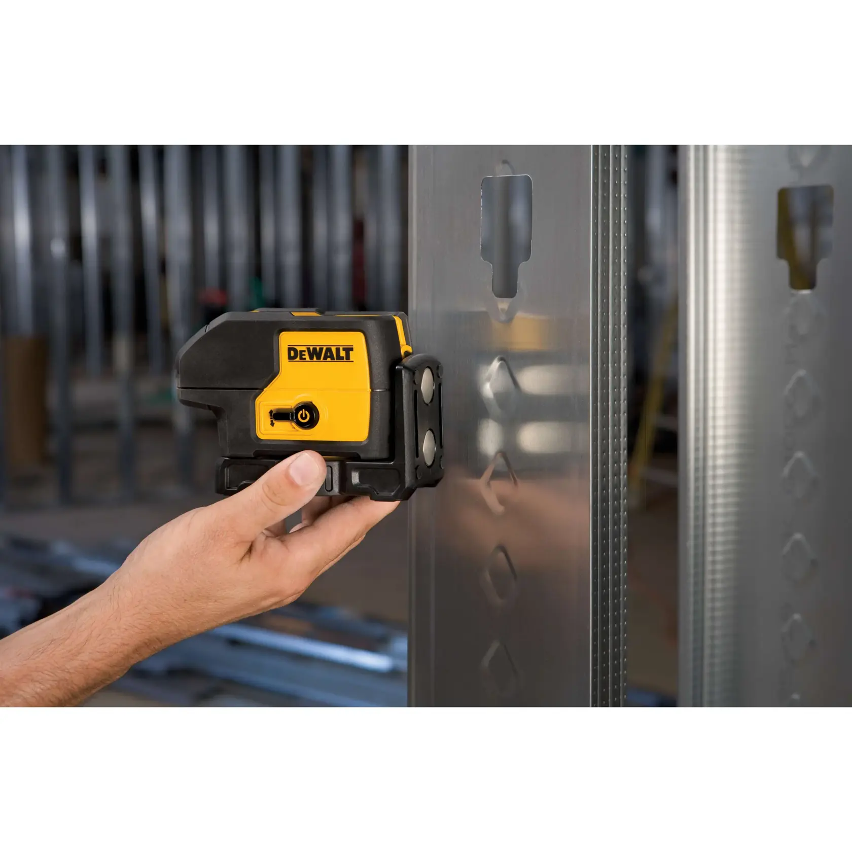 3 beam laser pointer being used at a construction site.